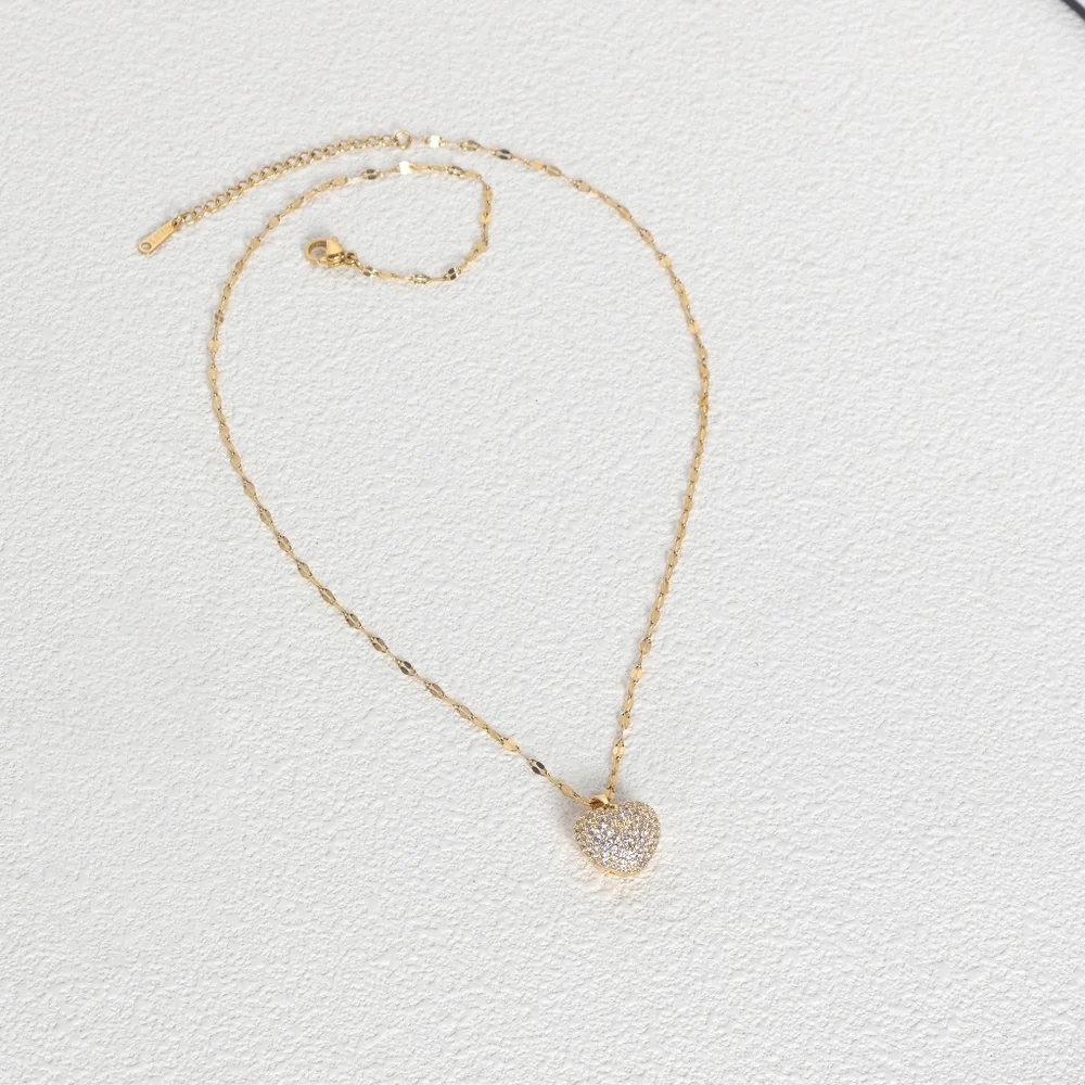 Sliver & Gold heart diamond necklace - Picture 4 of 5